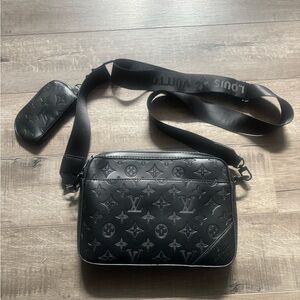 Louis Vuitton Black Monogram Embossed Messenger Crossbody